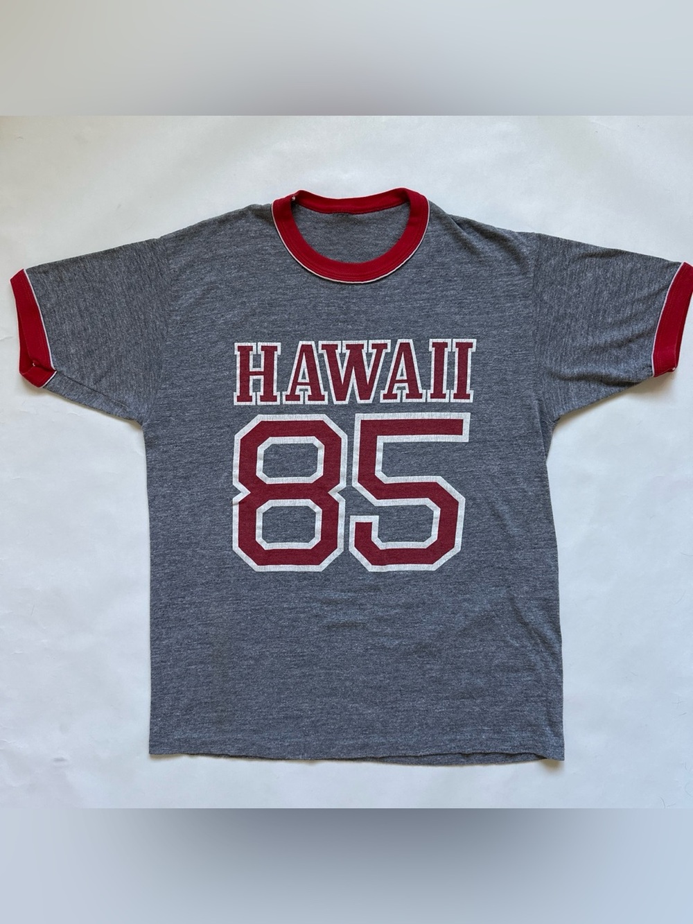 Vintage souvenir single stitch ringer shirt  cotton Hawaii jersey 1985 surf